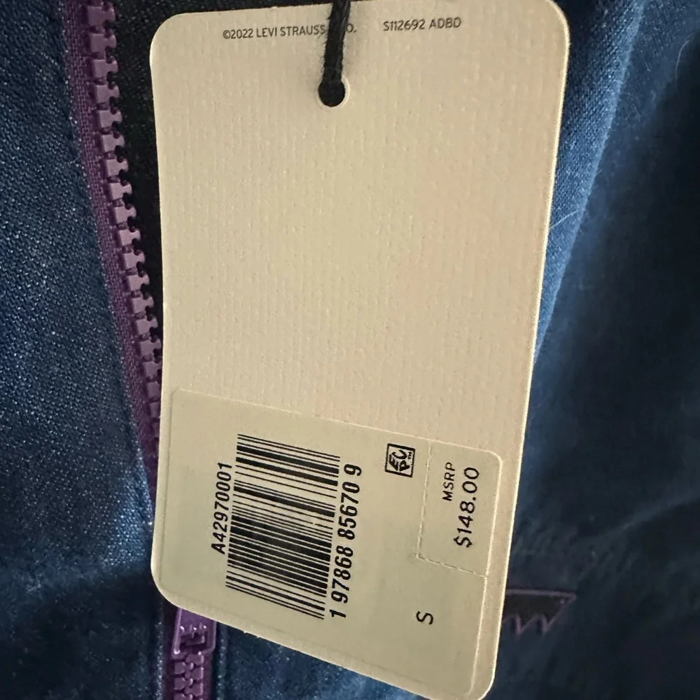 Levi's Blue Denim Skateboarding Pull Over Jacket with Purple Trim - nwt - Picture 3 of 6